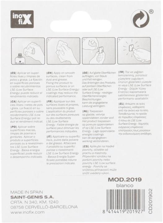 Image du produit Inofix Crochet adhésif pour clés, blanc, 4 pièces