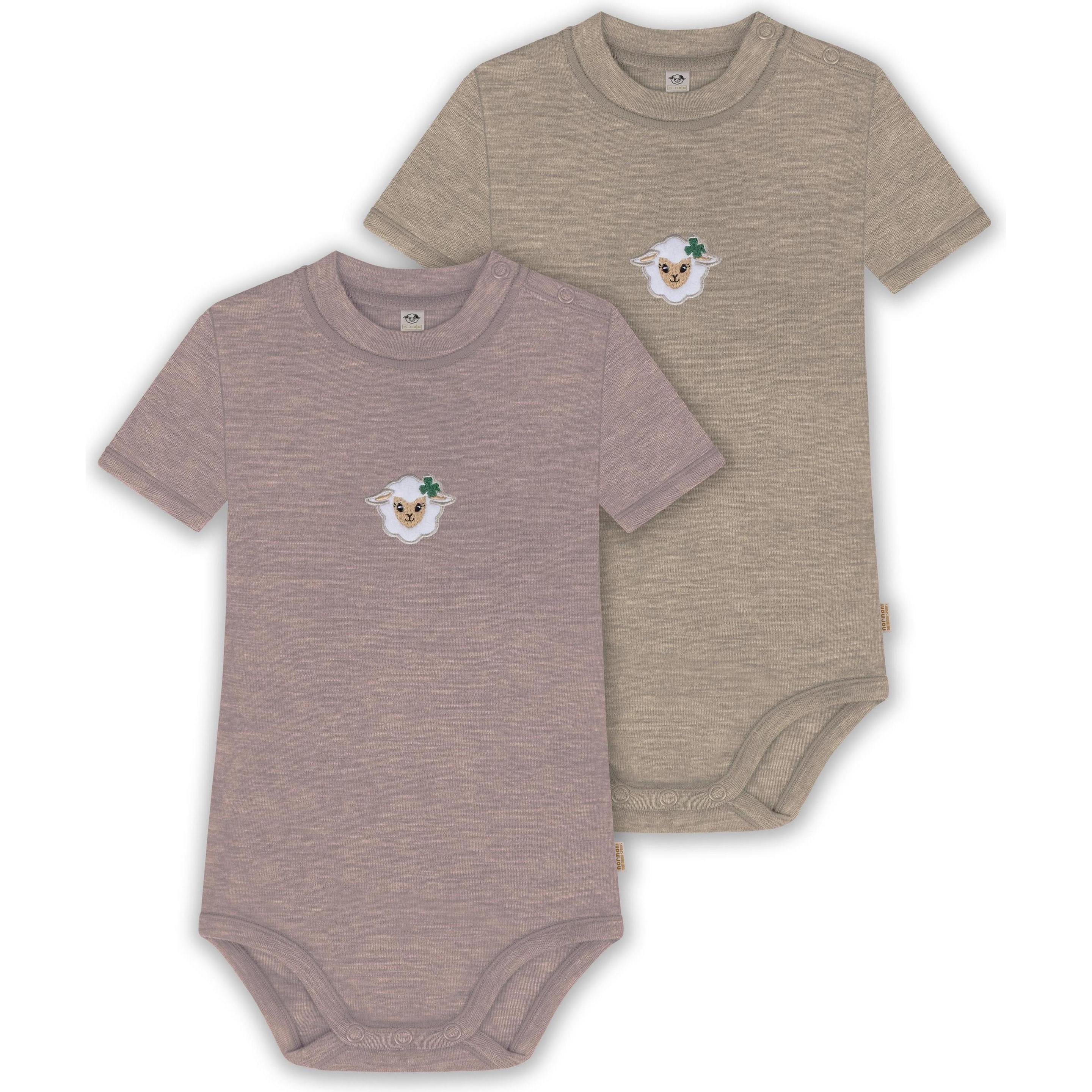 Normani, Body, 2er Set Baby Merino Kurzarmbody „Tihoi" - 9321, Rosa, (56)