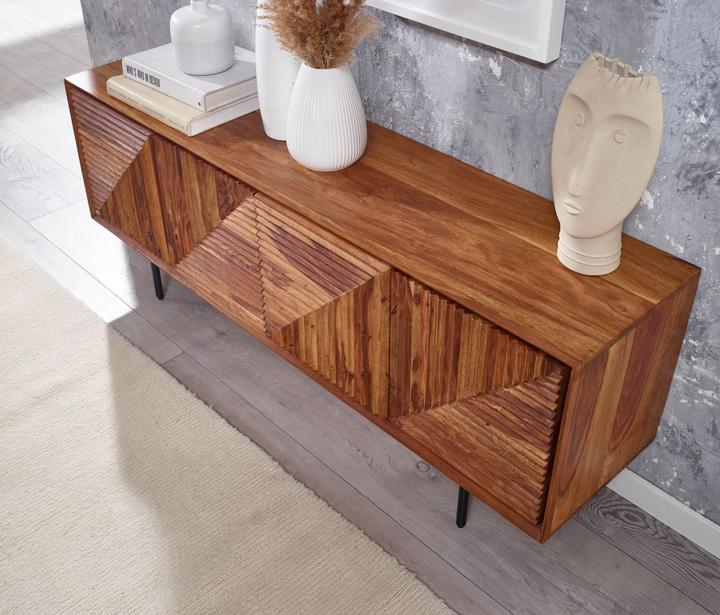 Produktbild FineBuy Lowboard Sheesham Braun (33 x 140 x 54 cm)