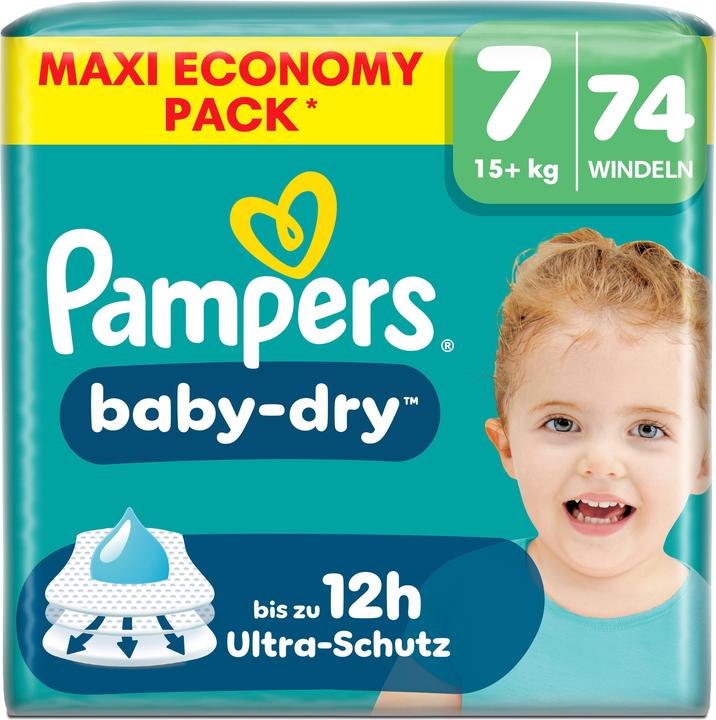 Productafbeelding Pampers Baby-Dry (Maat 7, Halfjaarlijks pakket, 74 Pcs.)