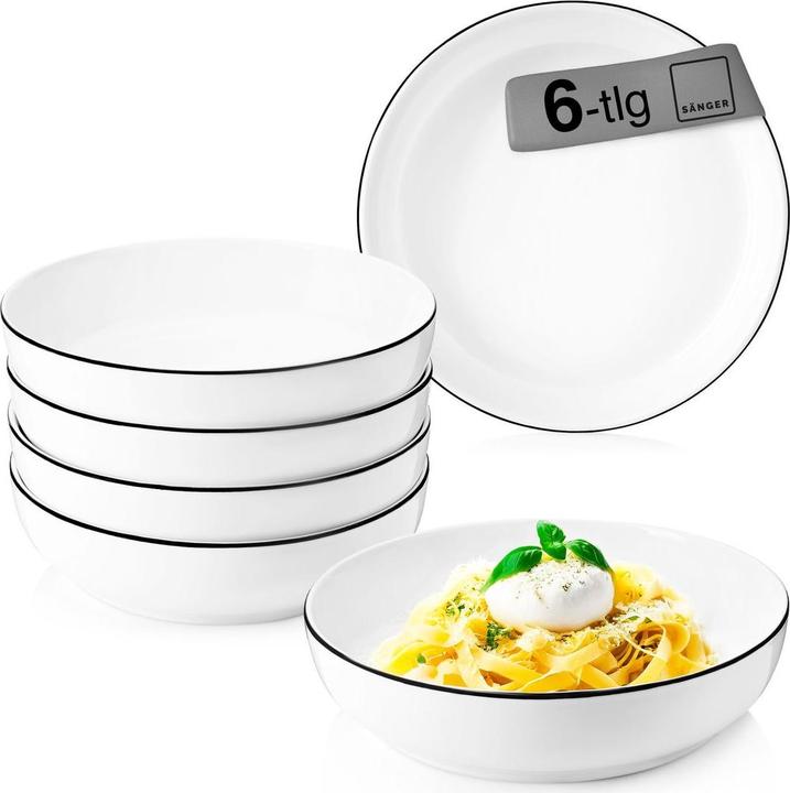 Sänger Pastaschalen Set Marlo Black Rim (6x, 22 cm)