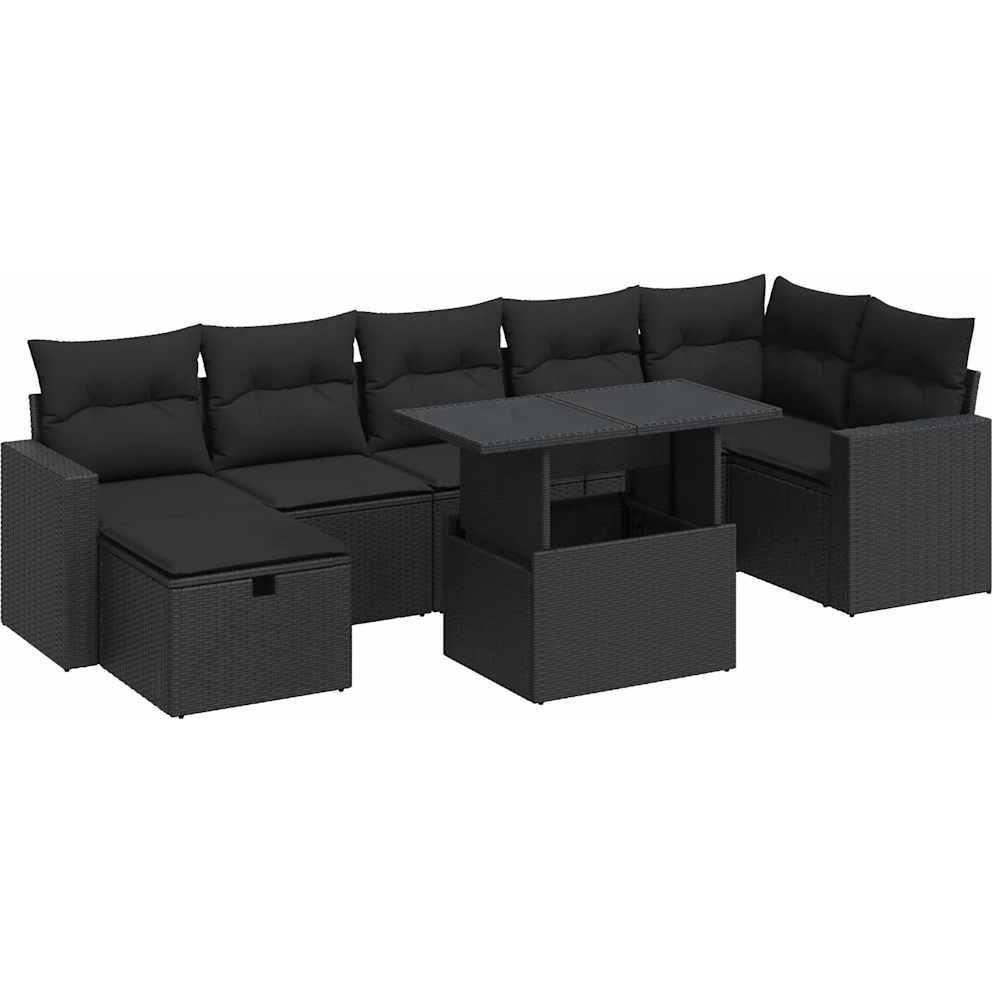 VidaXL, Gartenlounge, 8-tlg. Garten-Sofagarnitur mit Kissen Schwarz Poly Rattan