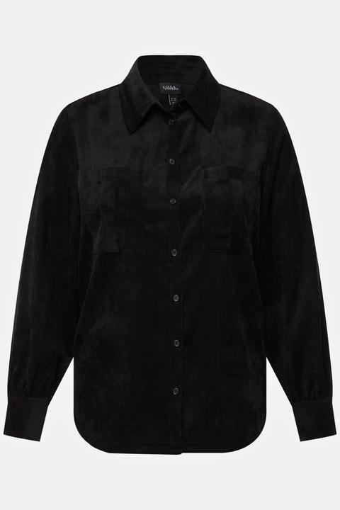 Immagine prodotto Ulla Popken Camicia in velluto a costine con collo da camicia e maniche lunghe (46, 48)