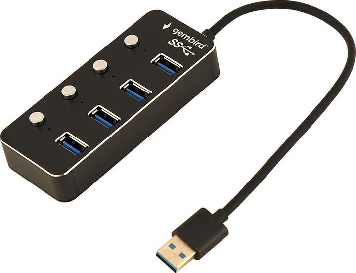 Produktbild Gembird USB 3.1 Gen 1 4-Port Hub mit Schaltern schwarz (USB-C, 4 Ports)