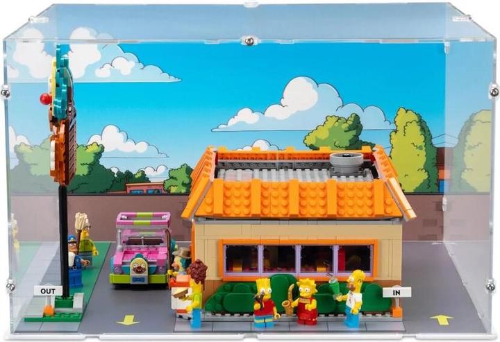 Actual product image iDisplayit Acrylic display for LEGO® 10352 The Simpsons - Krusty Burger (with background image and withe base)
