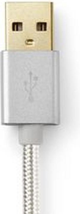 Actual product image Nedis CCTB39300AL30. Colour of product: Aluminium, Connector 1: USB A, Connector 2: Lightning. Packaging (3 m, USB 2.0, 12 W)