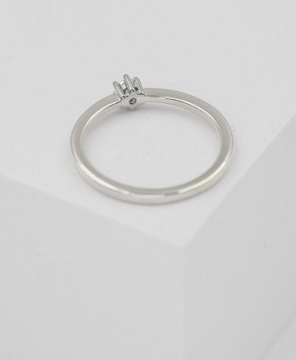 Image du produit Muau Bague solitaire 6 poignées en or blanc 750, diamant 0.10ct. (54, 950 Platine)