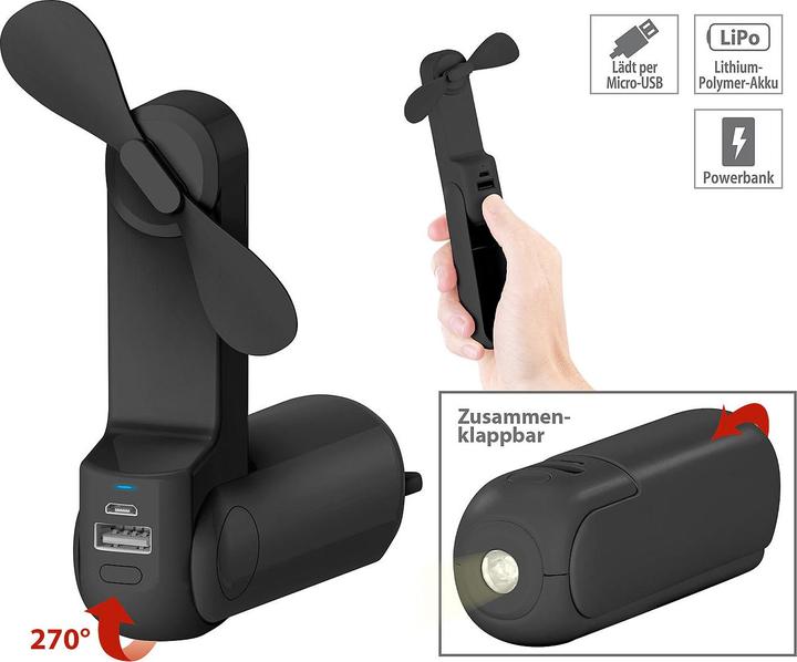 Immagine prodotto Pearl 3in1 Mini ventilatore con powerbank e torcia