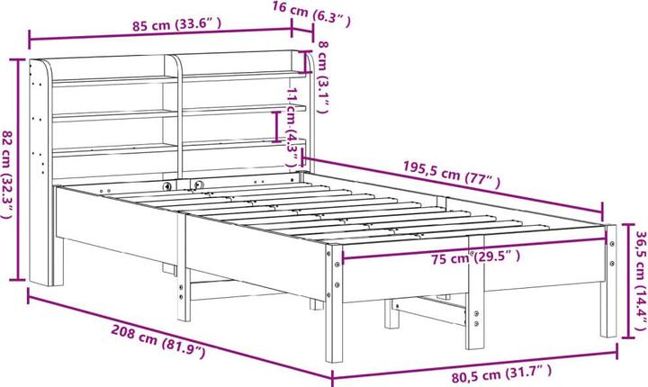 Image du produit vidaXL Bettgestell (75 x 190 cm)