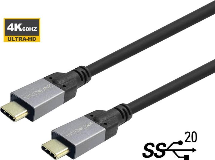 Actual product image Vivolink USB-C to USB-C Cable 6m (6 m, USB 3.2 Gen 2, 100 W)