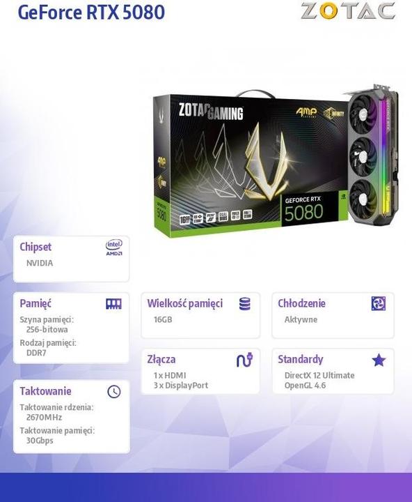 Produktbild Zotac Gaming GeForce RTX 5080 AMP Extreme INFINITY (16 GB, GDDR7)