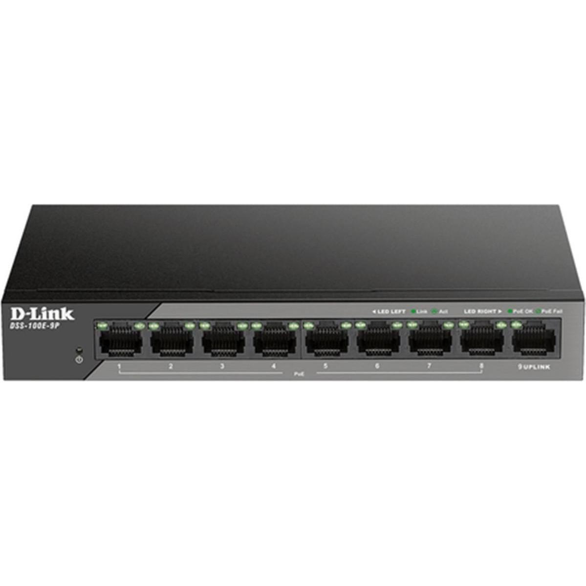 D-Link DSS-100E-9P (9 Ports), Netzwerk Switch, Schwarz