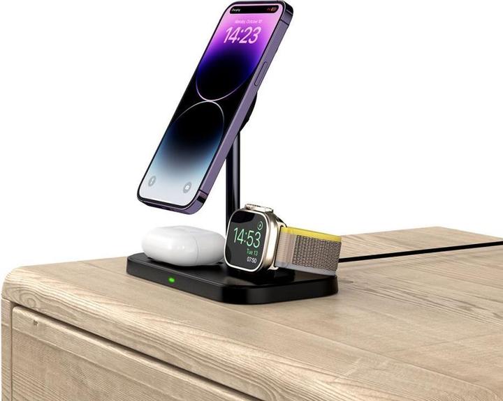 Immagine prodotto Tech Proteggi belaidis įkroviklis QI15W A22 3in1 Magnetic MagSafe, juodas (15 W)