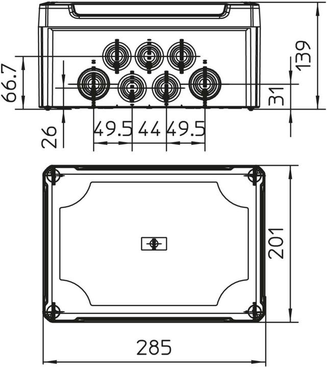Produktbild OBO Bettermann OBO T 350 HD TR Kabelabzweigkasten mit hohem transp. Deckel 285x201x139 lichtgra
