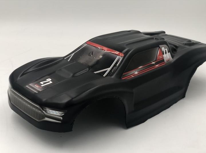 Produktbild TMT Bodies karosserie unbreakable schwarz inkl. sticker für arrma vorteks