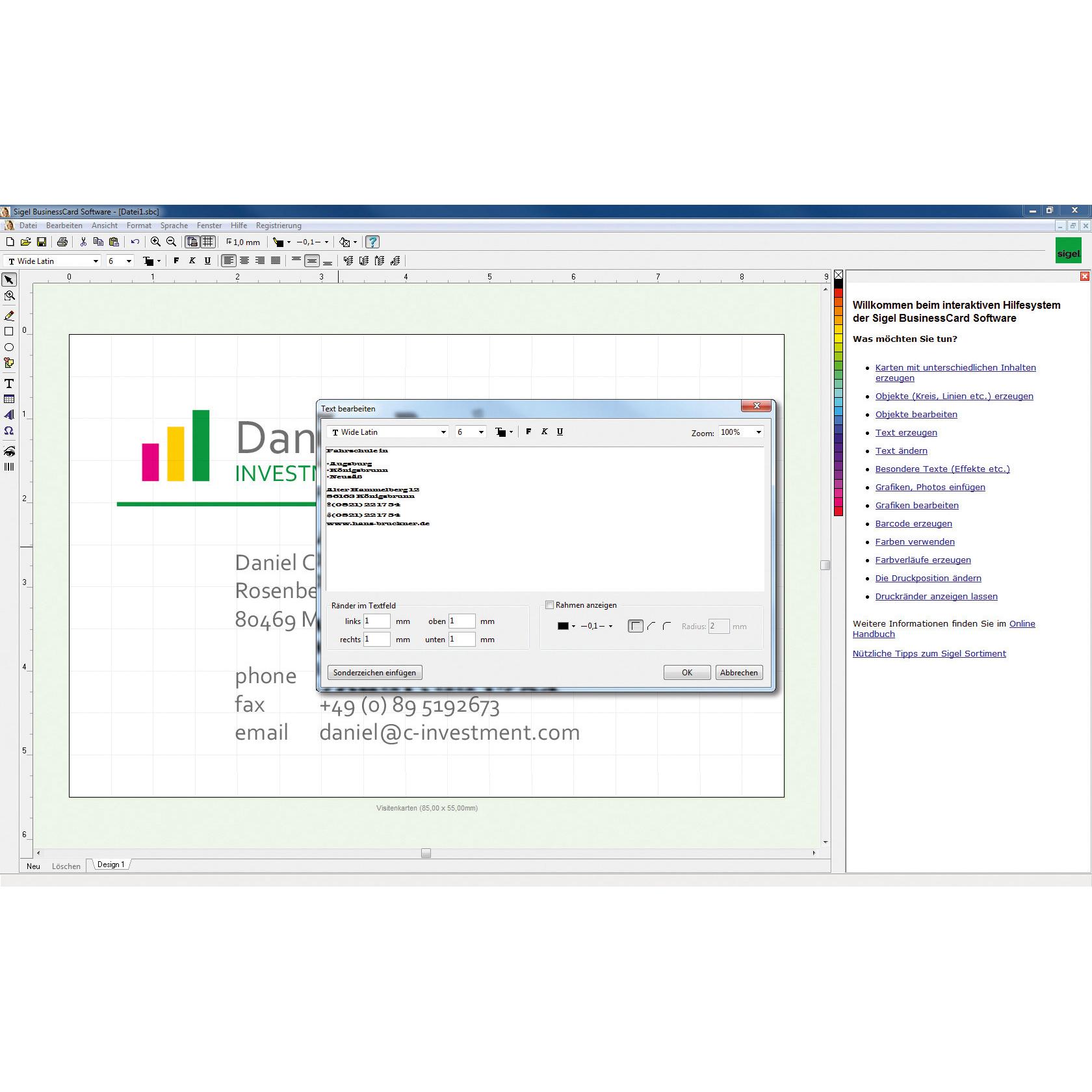 Thumbnail - Sigel, Kartenaufbewahrung, BusinessCard Software (85 x 55 mm)