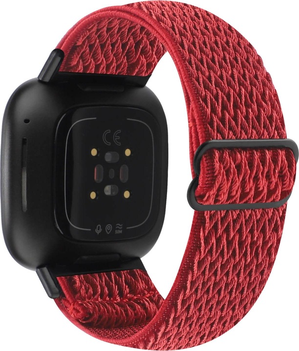 Produktbild Cover-Discount Fitbit Versa 4 / Sense 2 - Nylon Ersatzarmband rot (Nylon, Versa 3, Sense)