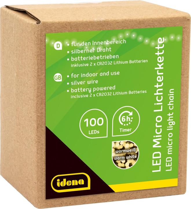Produktbild Idena Micro Lichterkette 100LED,warmweiss,6h-Timer (10.20 m)