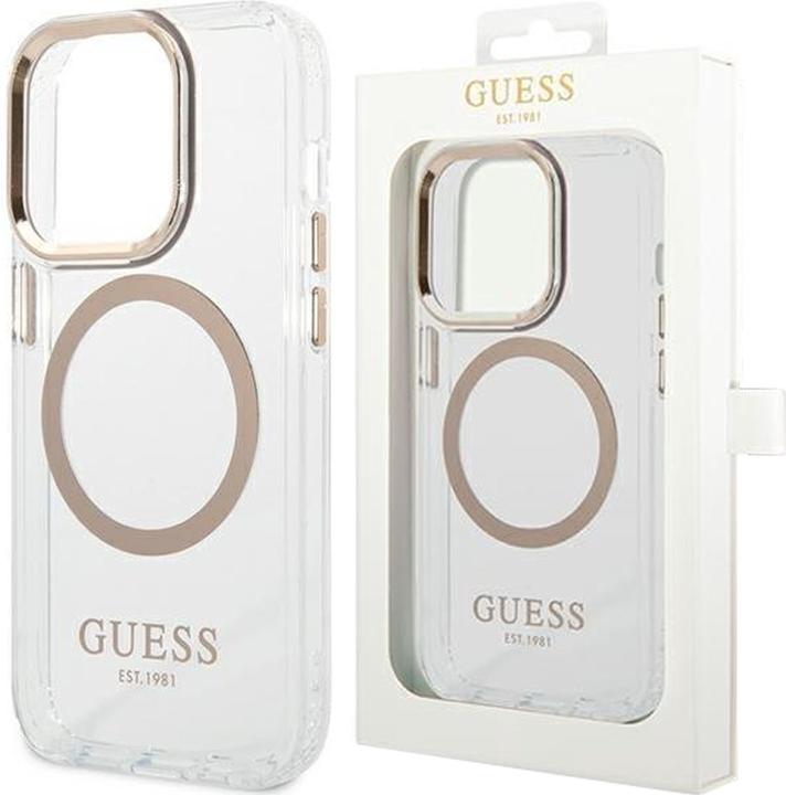 Immagine prodotto Guess GUHMP12MHTRMD iPhone 12/12 Pro 6.1" złoty/oro custodia rigida in metallo con profilo Magsafe (Apple iPhone 12)