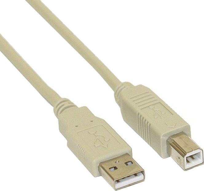Aquatuning USB 2.0 Kabel, A an B, beige, 2,0m (2 m, USB 2.0)
