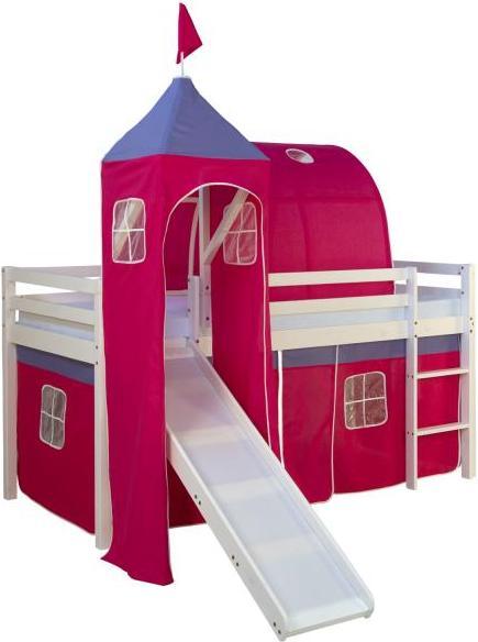 Produktbild Homestyle4u Hochbett mit Rutsche und Vorhang (90 x 200 cm)