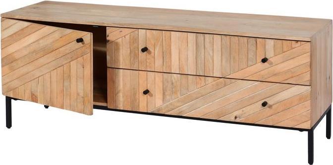 Mendler TV-Rack HWC-L95, Massiv-Holz Mango 56x145x43cm, natur