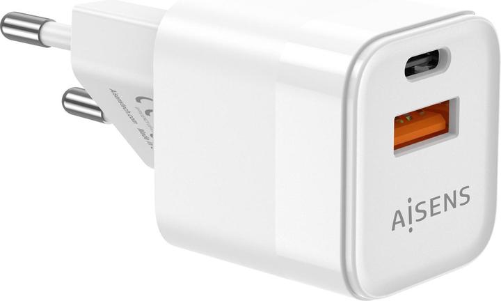 Actual product image Aisens CARGADOR GAN 20W 1XUSB-C PD3.0 QC4.0 1XUSB-A QC3.0 BLANCO (20 W, 2 ports)