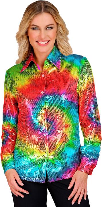 Actual product image Widmann Sequin blouse in tie dye pattern Rainbow (XXL)