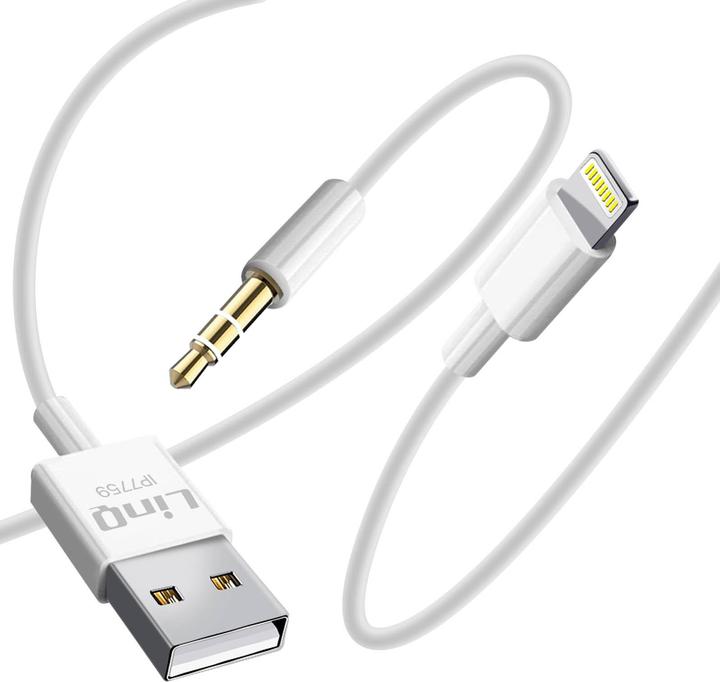 Image du produit LinQ USB A – Lightning/3.5 mm Klinke (1.20 m, Câble AUX)