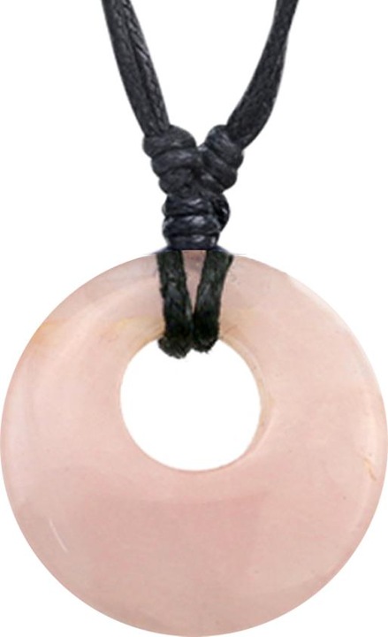 Produktbild Star Piercing Halskette schwarz Anhänger Scheibe aus Rosequarz Stein (ohne Messing, Mineralisch)