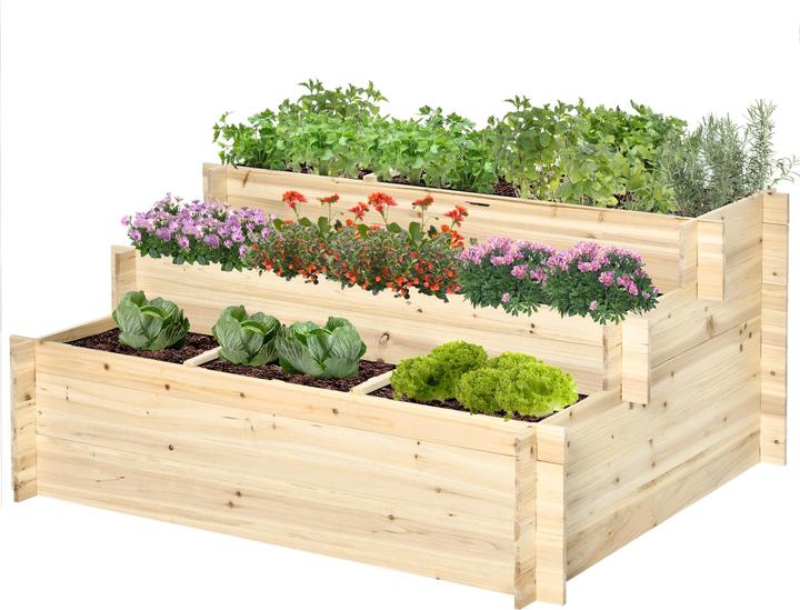 Outsunny Treppenbeet mit 9 voneinander abgegrenzten Bereichen