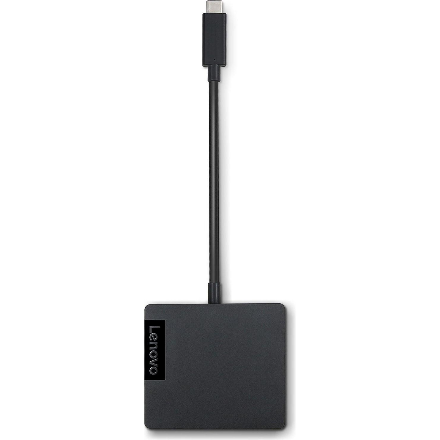 Lenovo USB-C Adapter (USB-C, 2 Ports), Dockingstation + USB Hub, Schwarz