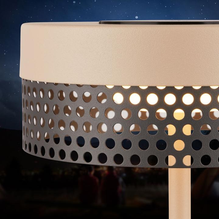 Image du produit Briloner Brilo unplugged BOOHA Akku Tischleuchte mit Lochblech - Beige, Anthrazit (300 lm)