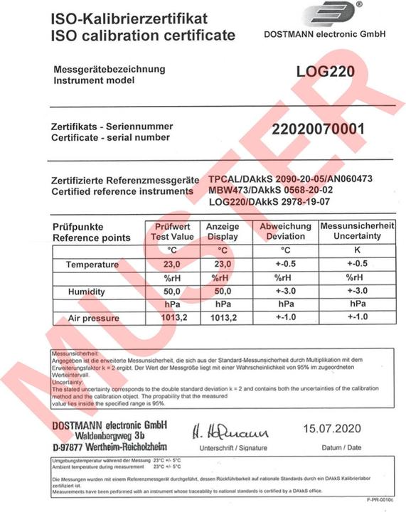 Nährwerte und Zutaten TFA Thermo-Hygro-Druck-Datenlogger LOG220