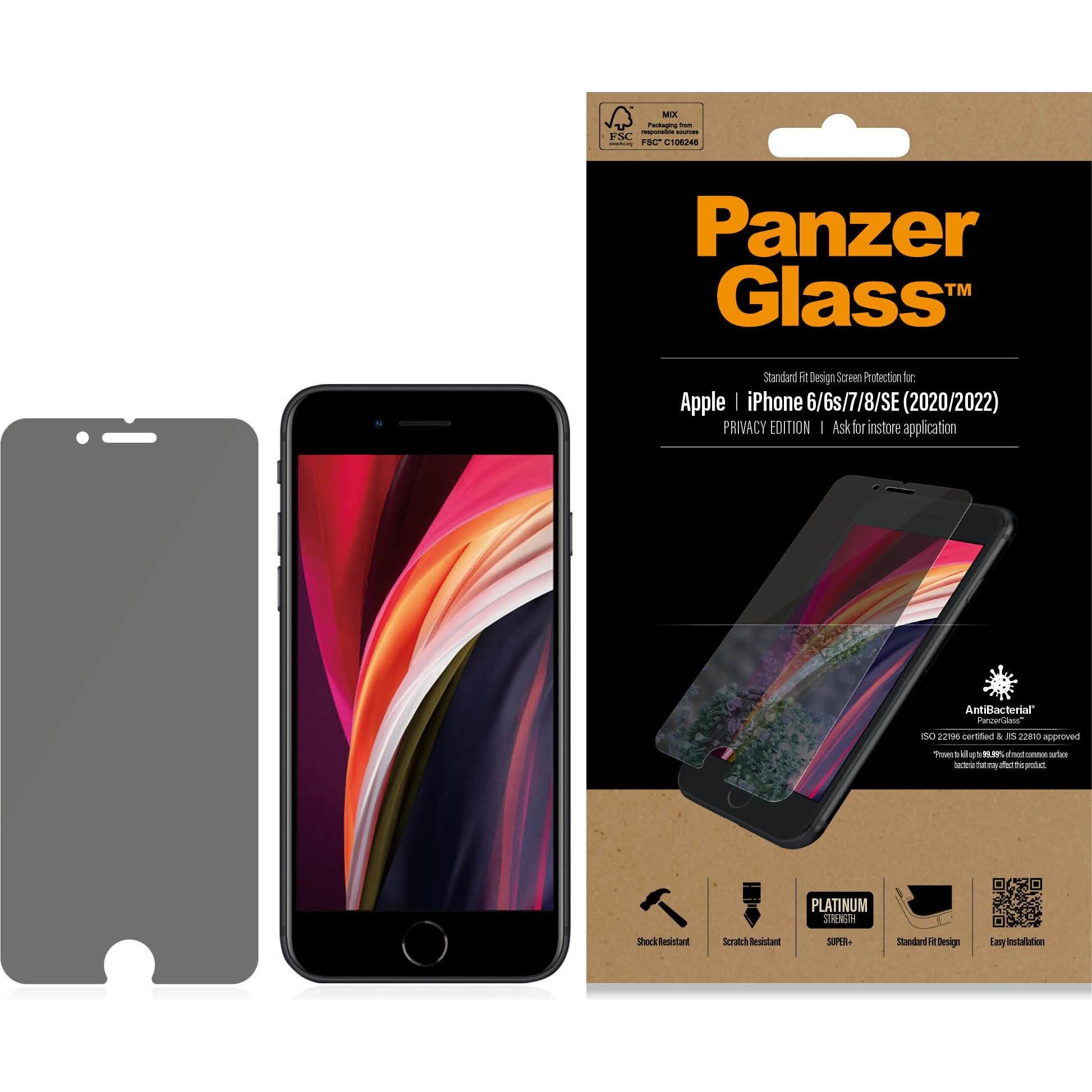 Panzerglass Trasparente Privacy (1 Pz., Apple Iphone 6, Apple Iphone 7, Apple Iphone 8, Apple Iphone Se (Seconda Generazione), Apple Iphone Se (Terza Generazione)), Pellicola Protettiva Smartphone,