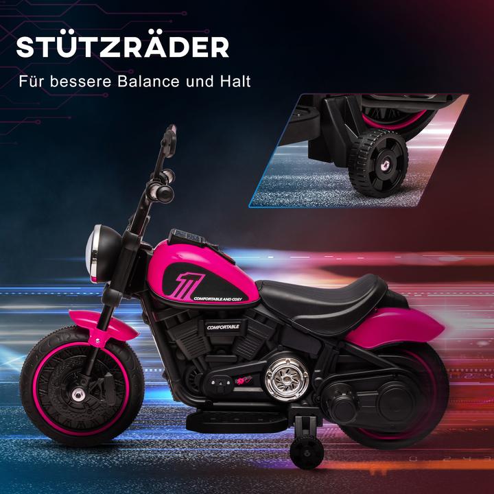 Actual product image Swisshandel24 Children's electric motorbike, 2 removable training wheels, 1.5-3 km/h, for 1.5-3 years Pink (6 V)