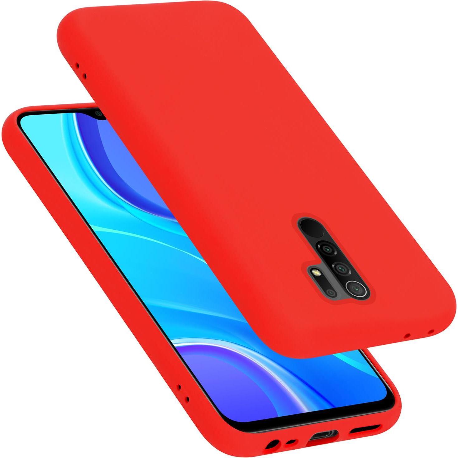 Cadorabo TPU Liquid Silicone Case Cover (Xiaomi Redmi 9), Smartphone Hülle, Rot