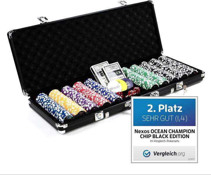 Produktbild Nexos Pokerkoffer-Set mit 500 Jetons & Zubehör (2 - 8 Spieler)