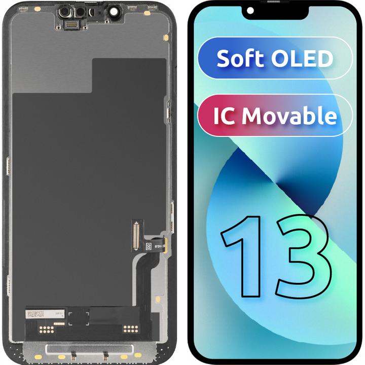 MP Display Unit f?r iPhone 13, Soft OLED FHD IC Movable Version, Aftermarket, Black (Display, Apple iPhone 13)