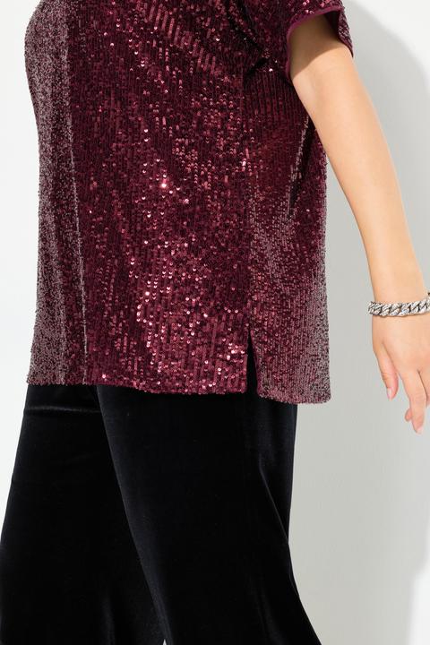 Produktbild Ulla Popken Pailletten-Shirt, Oversized, V-Ausschnitt, Halbarm (46, 48)