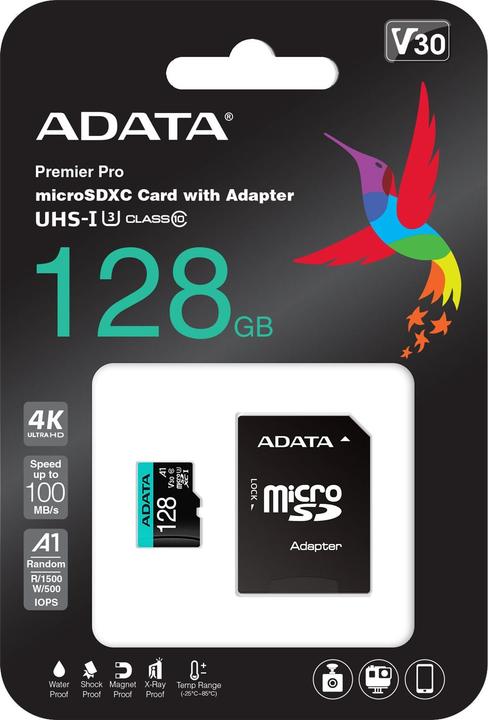 Actual product image Adata Premier Pro Incl. adapter (128 GB, microSDHC, U3, UHS-I)