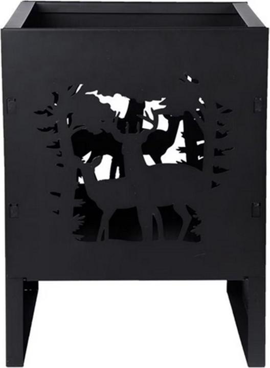 Esschert Design Feuerkorb Quadratisch mit Hirsch, Schwarz (30 cm)