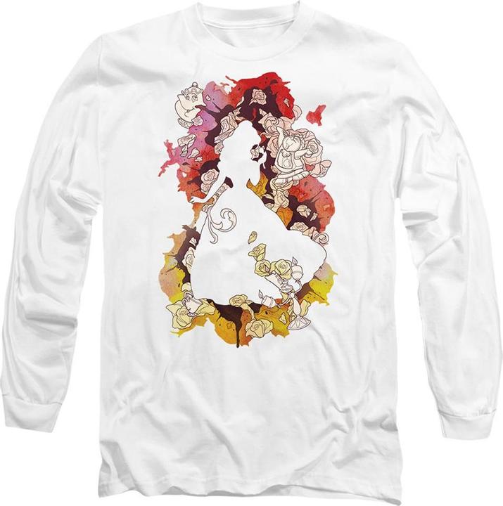Actual product image Beauty And The Beast Unisex Adult Belle Flower Silhouette T-Shirt (L)