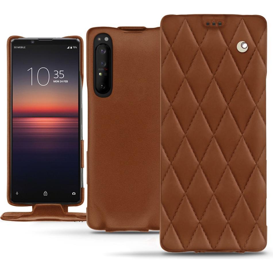 Noreve Lederschutzhülle vertikal (Sony Xperia 1 II), Smartphone Hülle, Braun