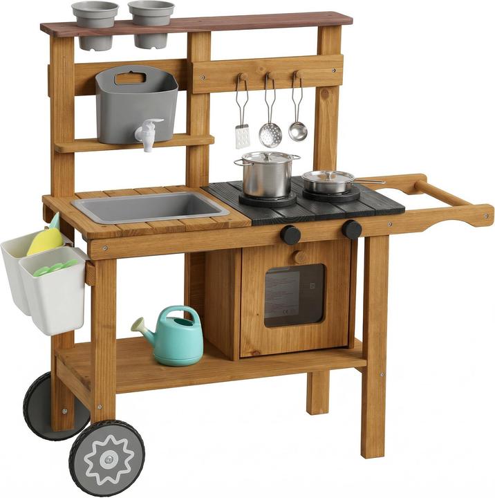Aiyaplay Outdoor Kinder Matschküche Tannenholz Braun