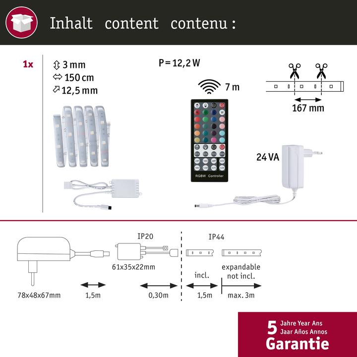 Immagine prodotto Paulmann Set di strisce MaxLED 250 (Multicolore, 150 cm, Interno)