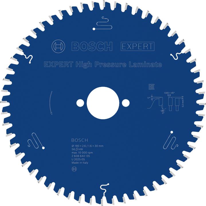 Image du produit Bosch Professional Zubehör Lame de scie circulaire Expert for High Pressure Laminate, 190 x 30 x 2,6 mm, 56