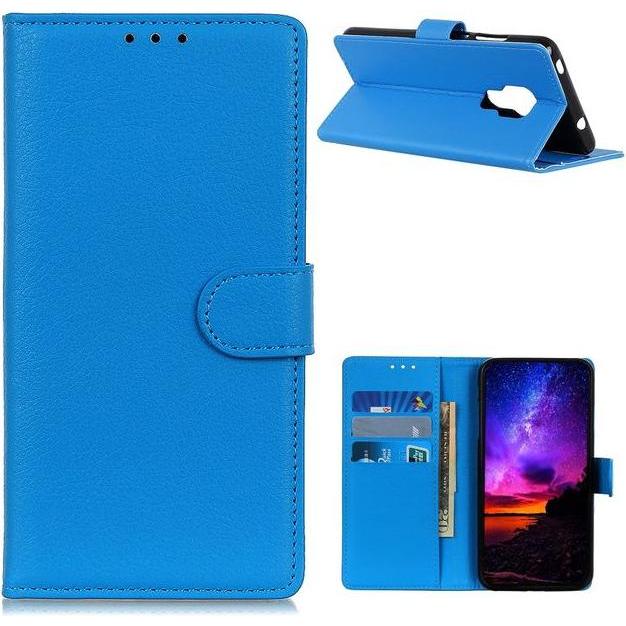 Thumbnail - MU Classic Litchi Leder Bookcover Series (Motorola Moto G9 Play), Smartphone Hülle, Blau