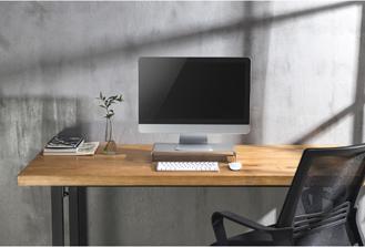 Actual product image Powerton Monitor stand, modern minimalist design, silver, aluminium, load capacity 10 kg, Ergo
