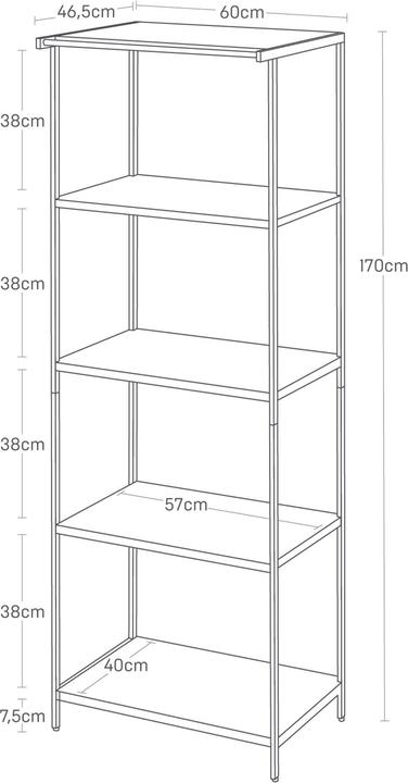 Actual product image Yamazaki 5-stöckiges Aufbewahrungsregal TOWER (46.50 x 60 x 170 cm)
